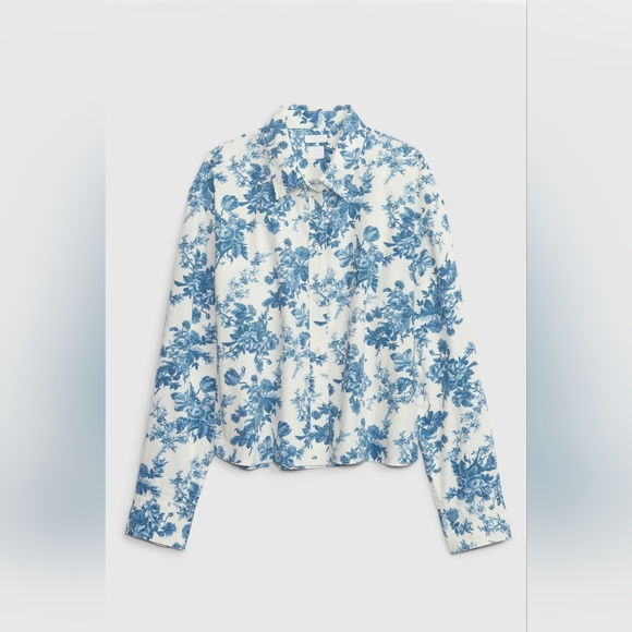 🏵️💚 Gap × LoveShackFancy Organic Cotton Cropped Shirt - Picture 3 of 10